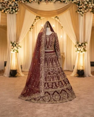 Crimson Golden Premium Bridal Lehenga