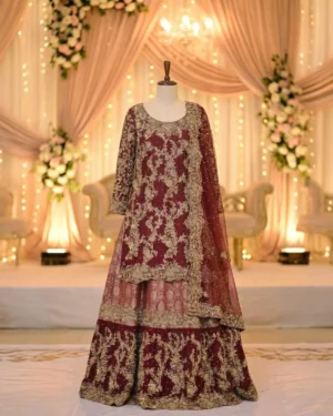 Maroon Zardozi Farshi Bridal Lehenga
