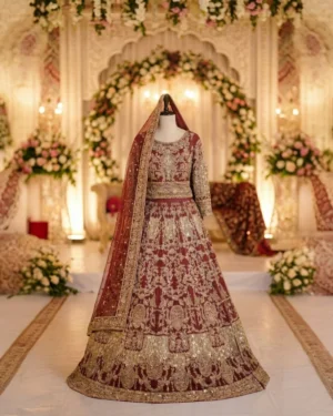 Heavy Gold Embroidered Bridal Lehenga Lahore