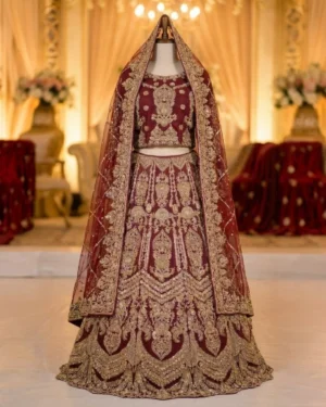 Crimson Gold Elara Regal Bridal Lehenga