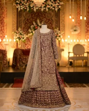 Premium Gold Heavy Zari Embroidery Zari Work Farshi Bridal Lehenga