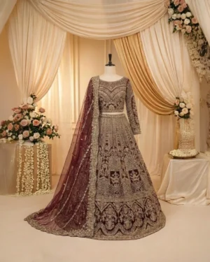 Maroon Heavy Embroidery Bridal Lehenga