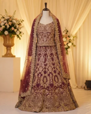 Bridal Rust Gold Tux Lehenga