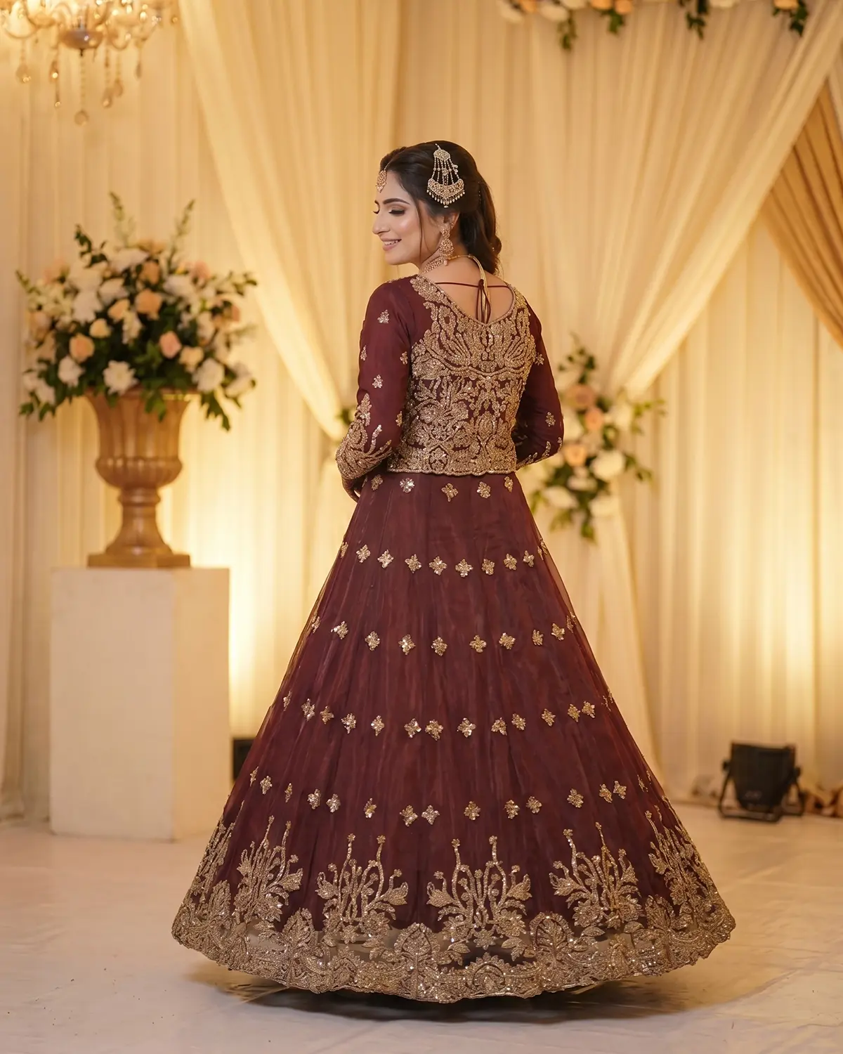 Bridal Rust Gold Tux Lehenga - Image 3