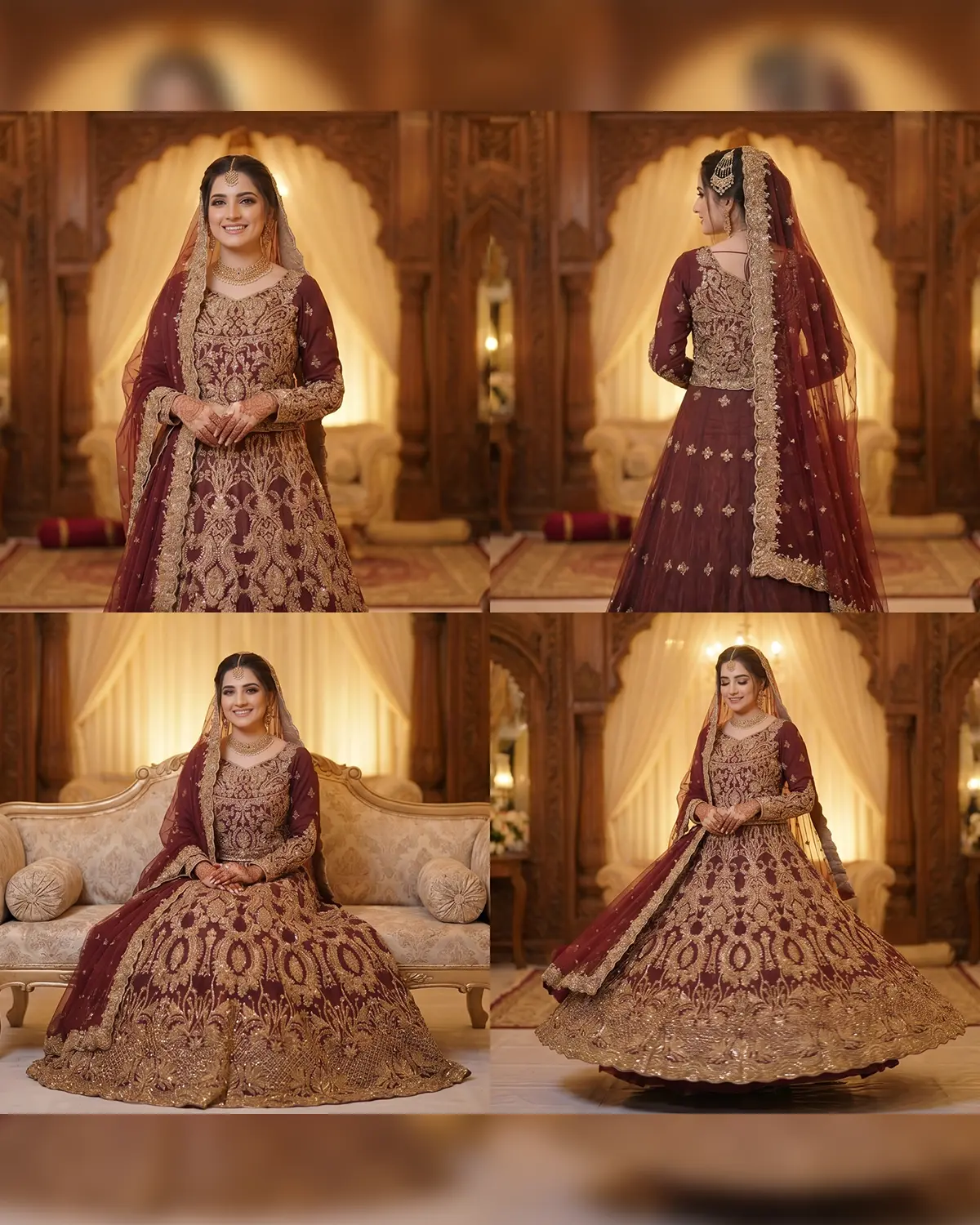 Bridal Rust Gold Tux Lehenga - Image 4