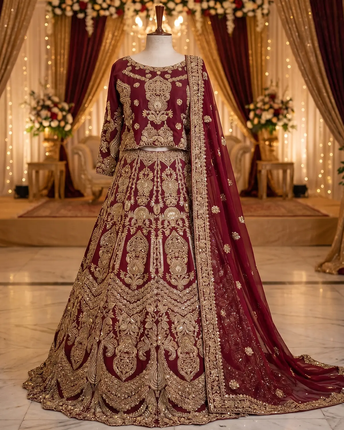Crimson Gold Elara Regal Bridal Lehenga
