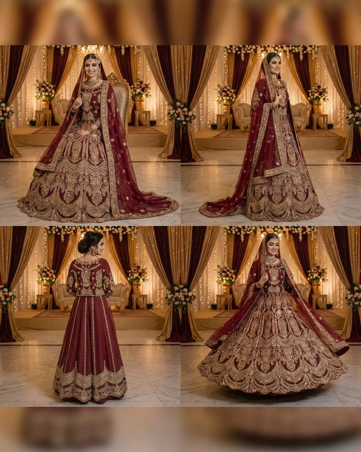 Crimson Gold Elara Regal Bridal Lehenga - Image 4