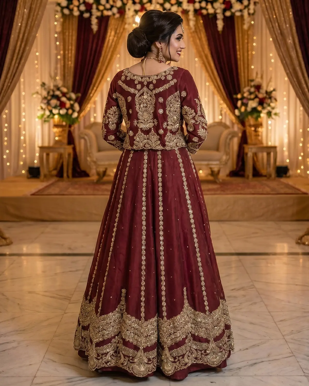 Crimson Gold Elara Regal Bridal Lehenga - Image 3