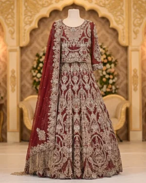 Crimson Royal Gold Embroidered Bridal Lehenga