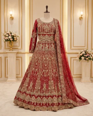 Crimson Zari Work Classic Bridal Lehenga