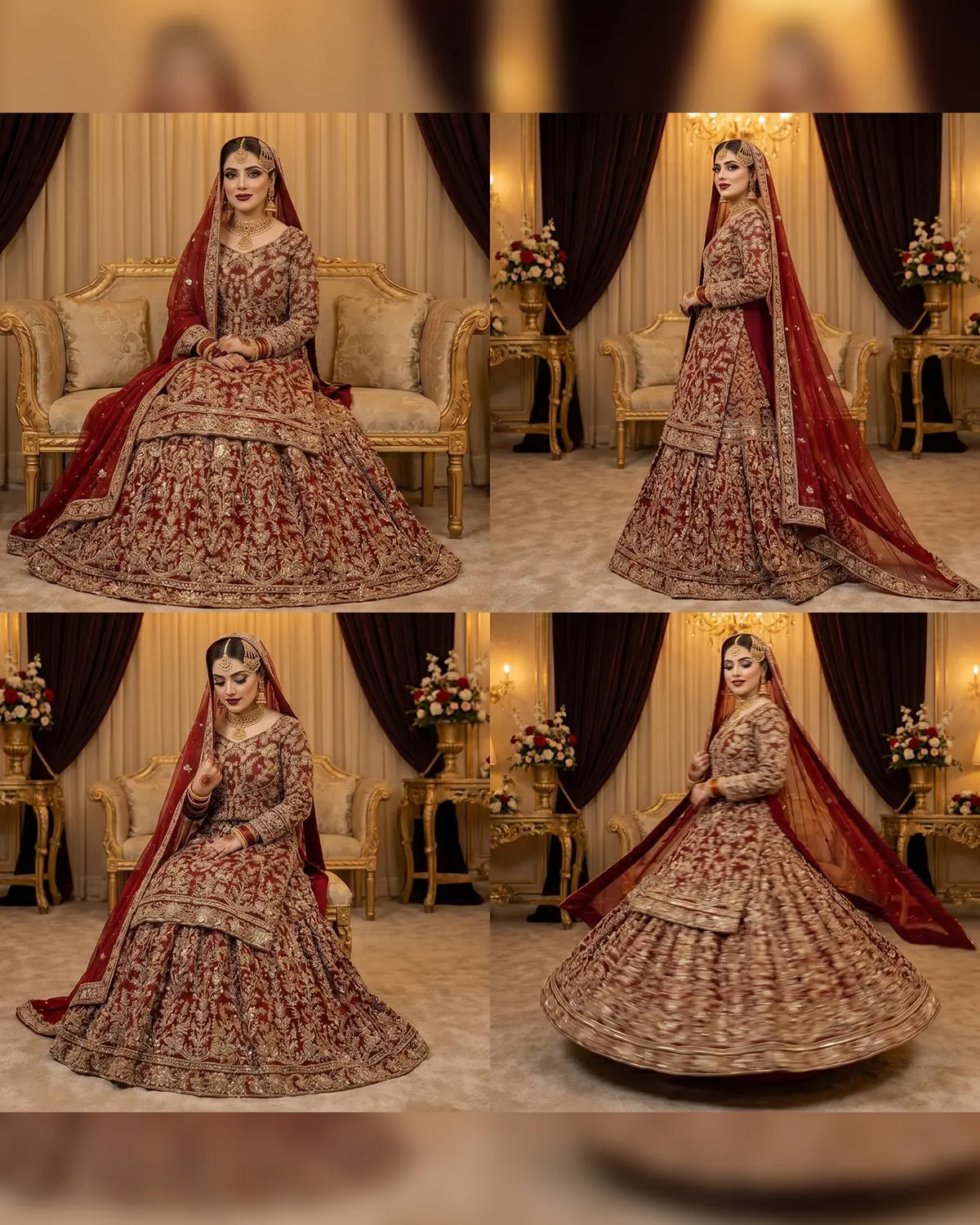 Premeium Maroon Luxe Farshi Bridal Lehenga - Image 4
