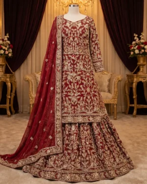 Premeium Maroon Luxe Farshi Bridal Lehenga