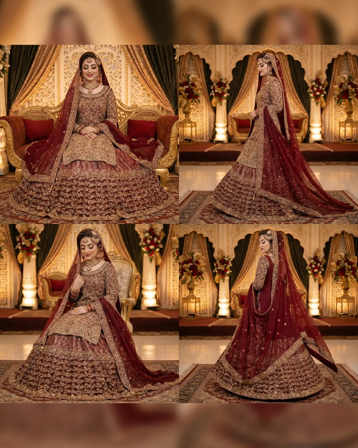 Premium Gold Heavy Zari Embroidery Zari Work Farshi Bridal Lehenga - Image 4