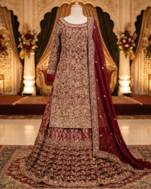 Premium Gold Heavy Zari Embroidery Zari Work Farshi Bridal Lehenga