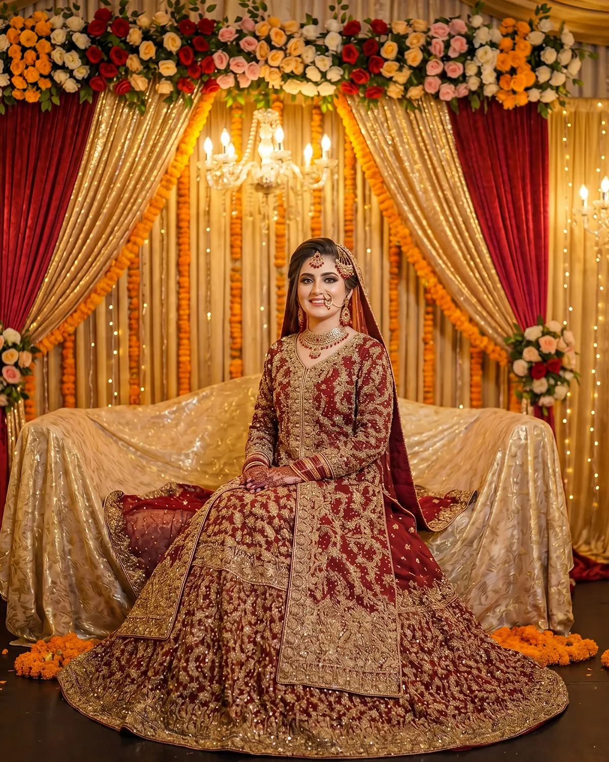 Premium Maroon Regal Heavy Work Farshi Lehenga - Image 2