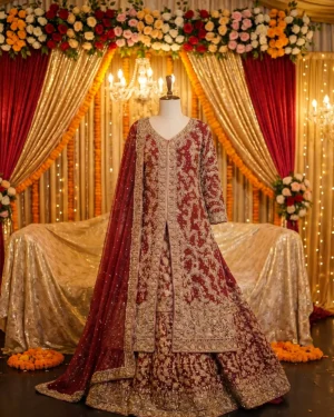 Premium Maroon Regal Heavy Work Farshi Lehenga