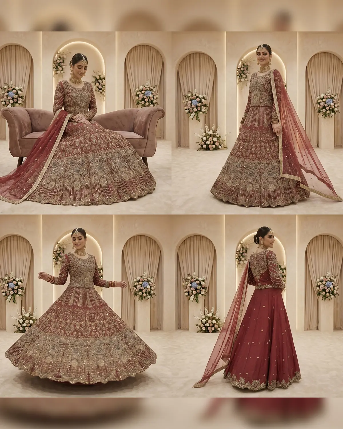 Royal Wine Anaya Heavy Embroidered Bridal Lehenga - Image 4