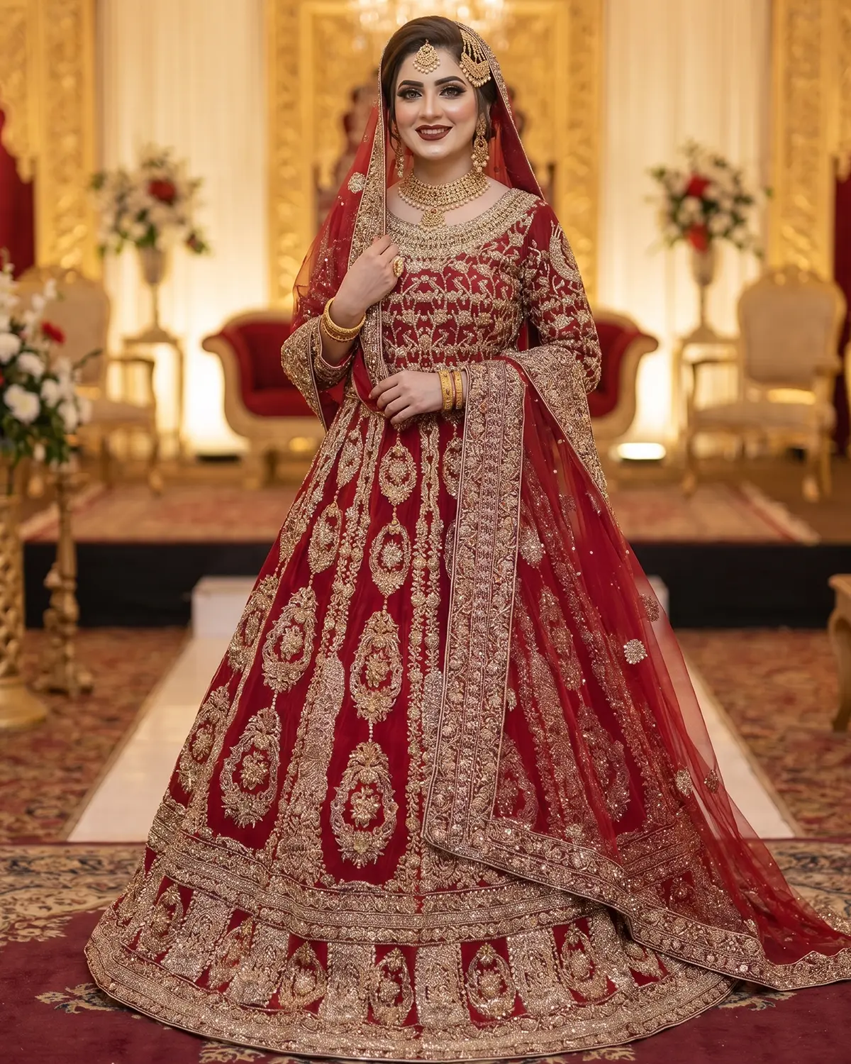 Red Elara Regal Premium Bridal Lehenga - Image 2