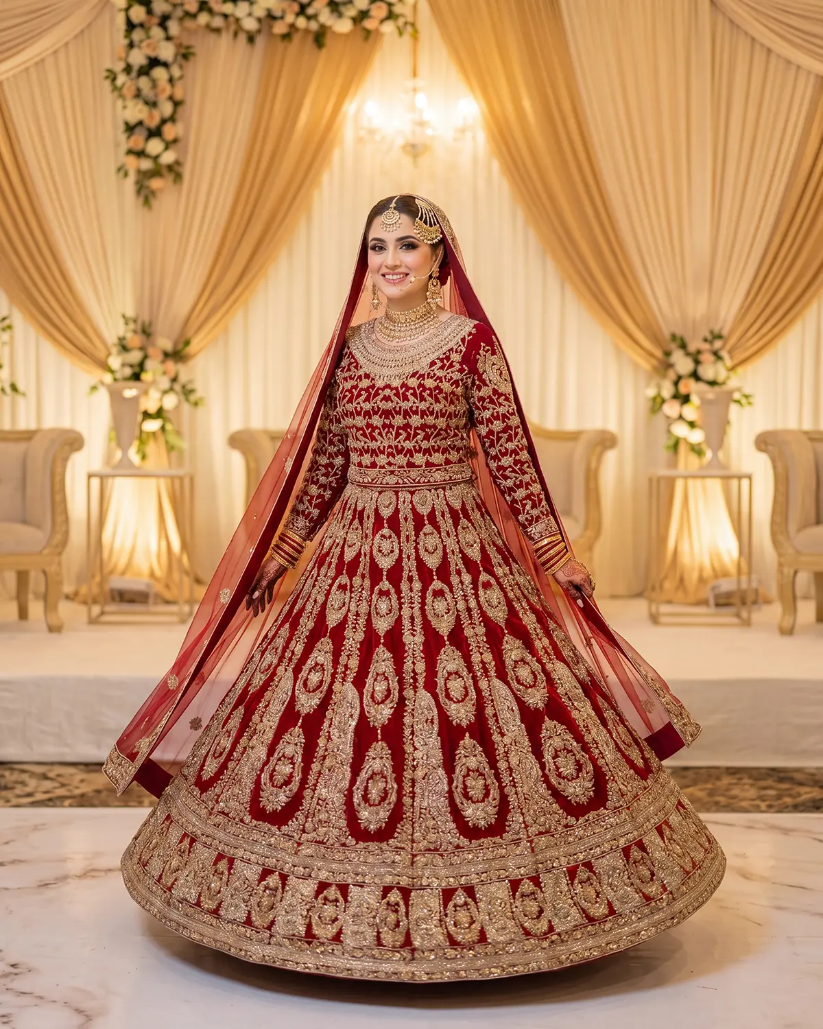 Red Elara Regal Premium Bridal Lehenga - Image 2