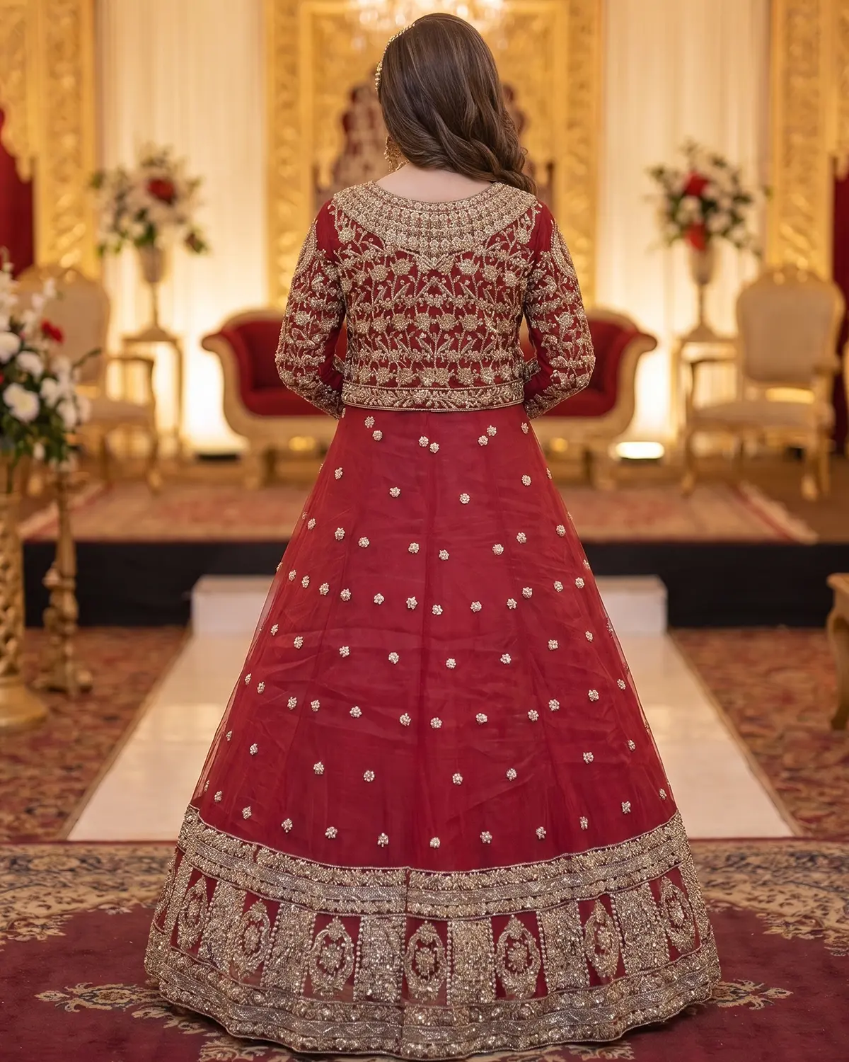 Red Elara Regal Premium Bridal Lehenga - Image 3