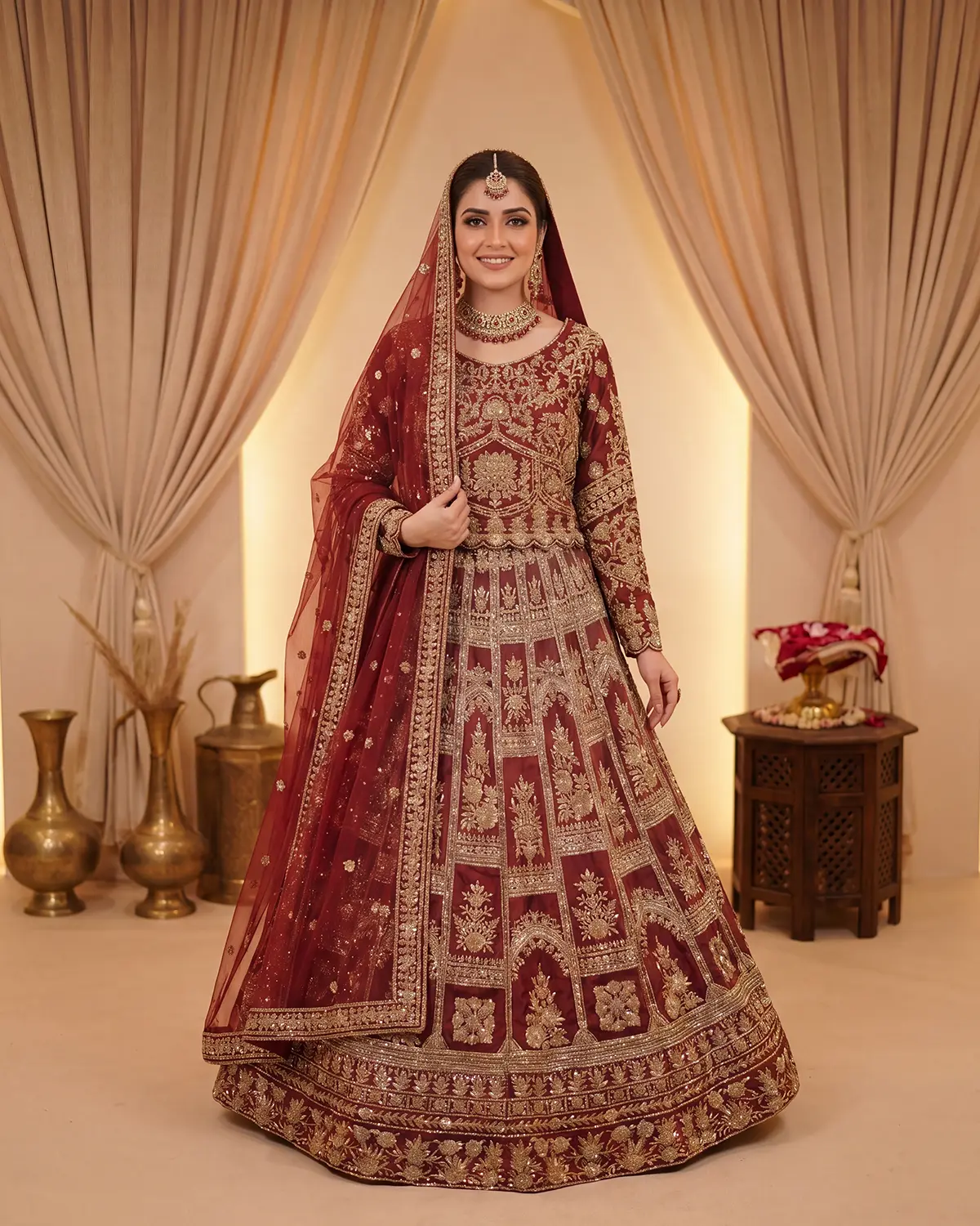 Red Zoya Luxe Bridal Lehenga - Image 2