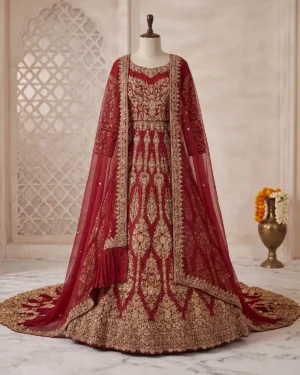 Royal Crimson Saira Gold Tail Bridal Lehenga