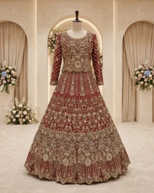 Royal Wine Anaya Heavy Embroidered Bridal Lehenga