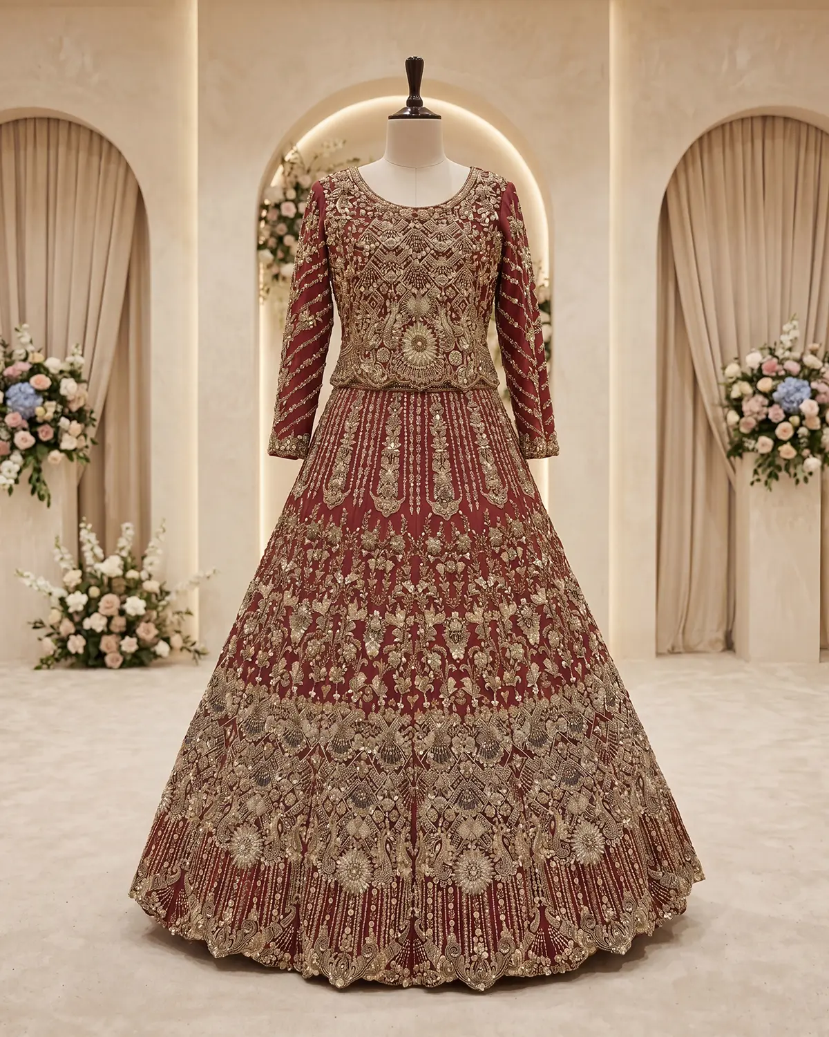 Royal Wine Anaya Heavy Embroidered Bridal Lehenga
