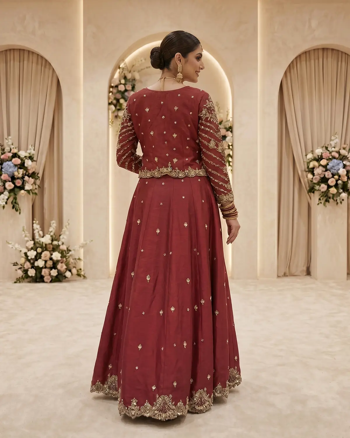 Royal Wine Anaya Heavy Embroidered Bridal Lehenga - Image 3