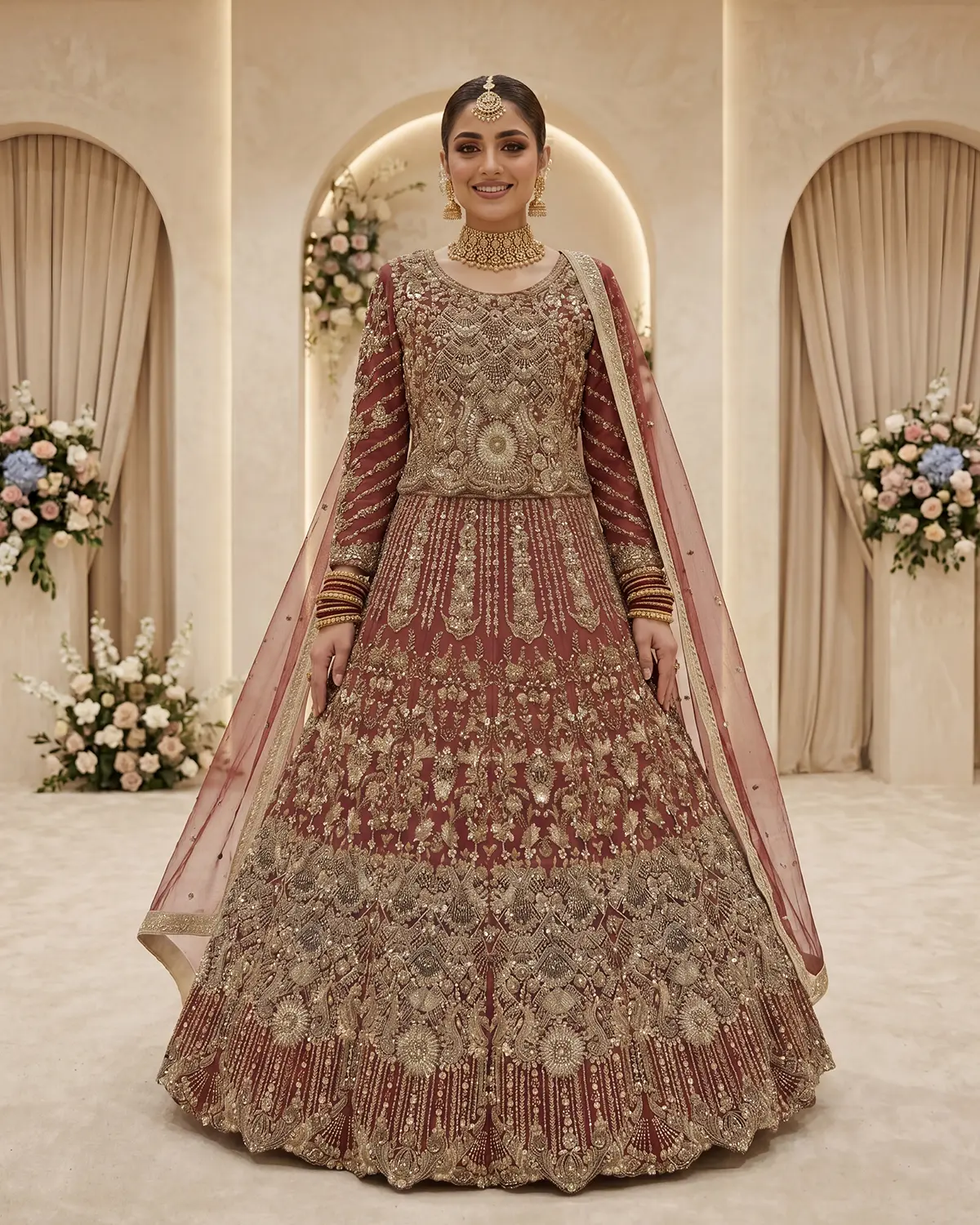 Royal Wine Anaya Heavy Embroidered Bridal Lehenga - Image 2