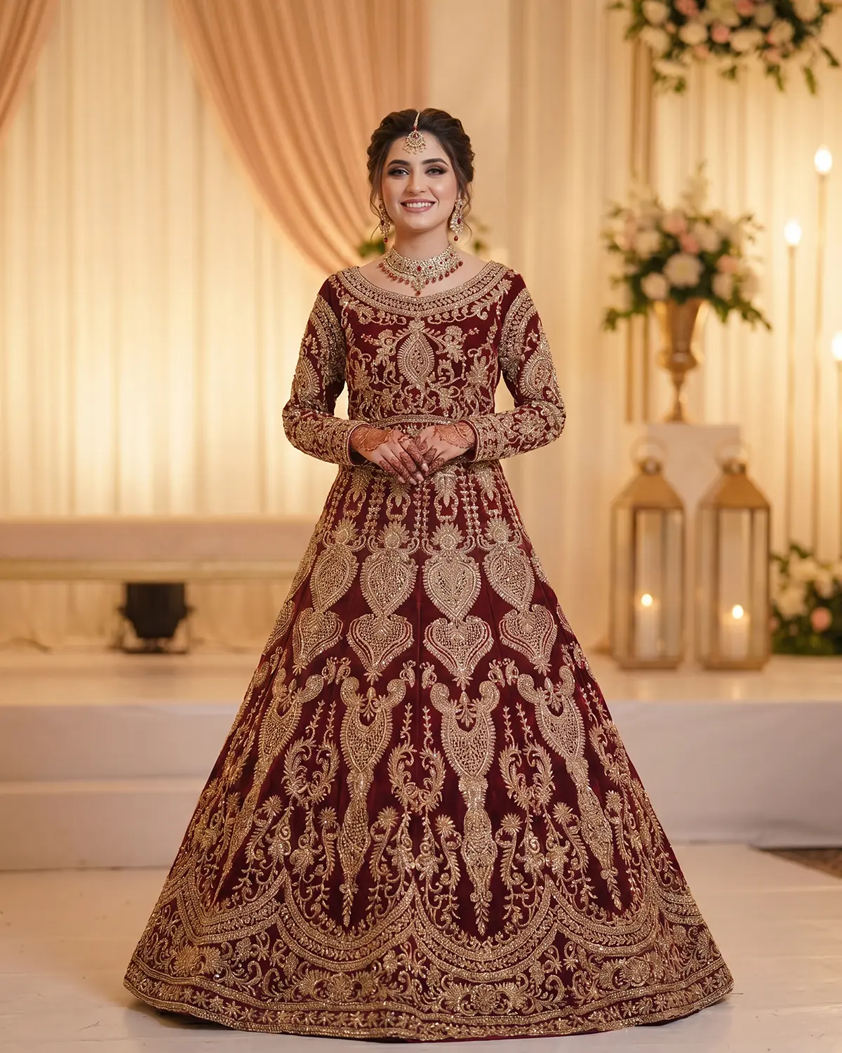 Ruby Valvet Zoya Luxe Patterned Bridal Lehenga - Image 2