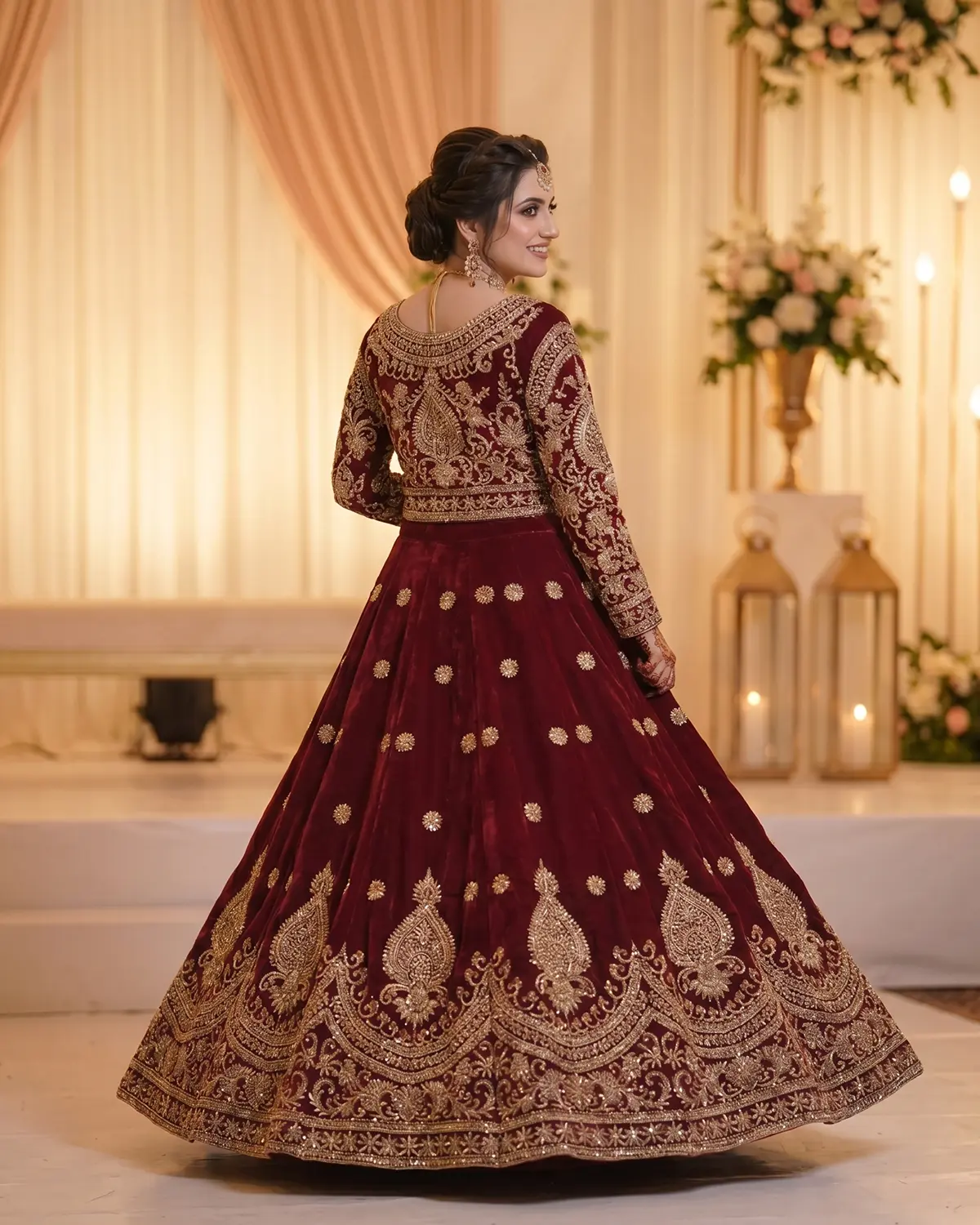 Ruby Valvet Zoya Luxe Patterned Bridal Lehenga - Image 3