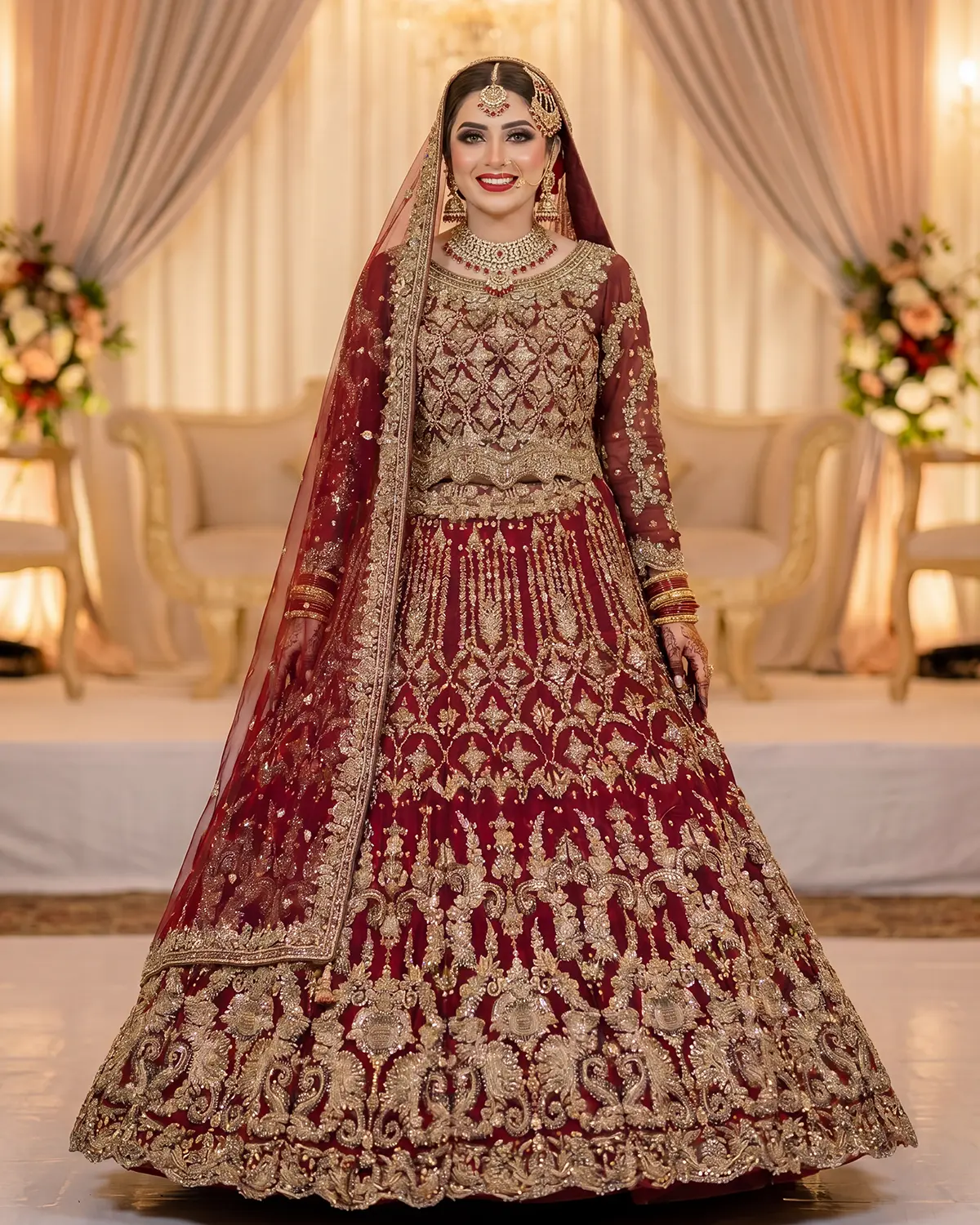 Terracotta Rania Zardozi Elite Bridal Lehenga - Image 2
