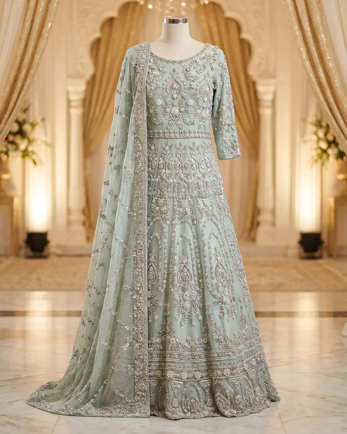 Aqua Green Rema Bridal Maxi