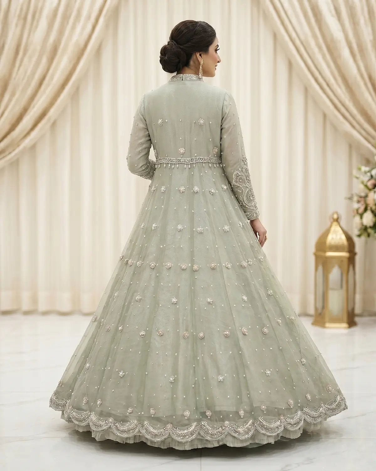 Aqua Green Saliya Bridal Maxi - Image 3