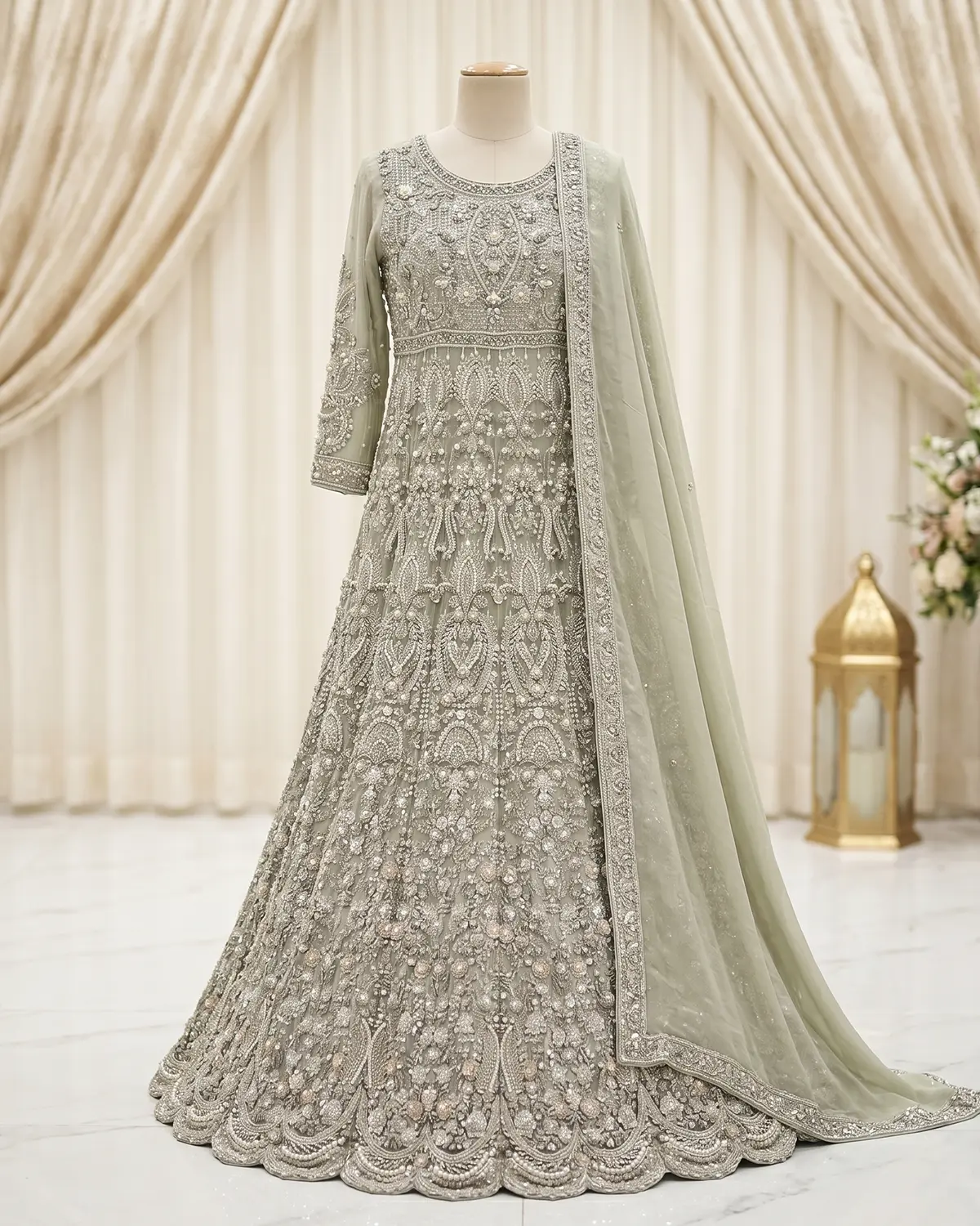 Aqua Green Saliya Bridal Maxi
