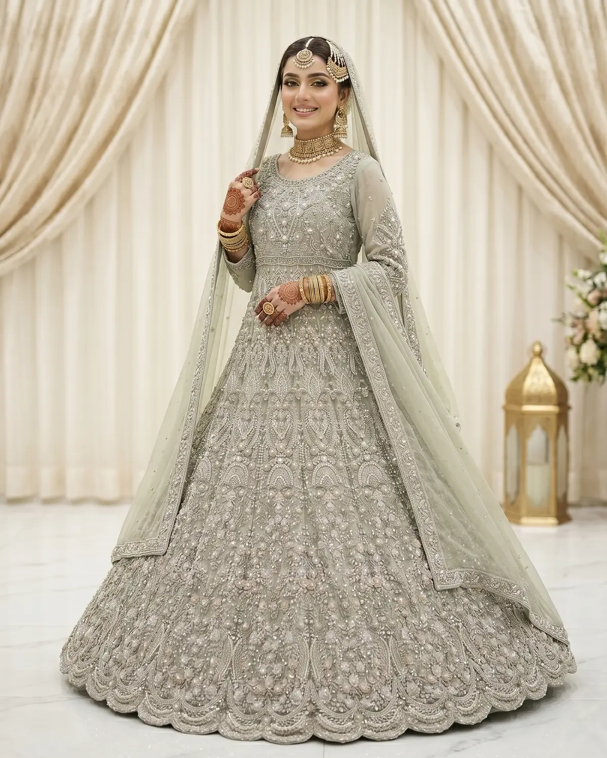 Aqua Green Saliya Bridal Maxi - Image 2