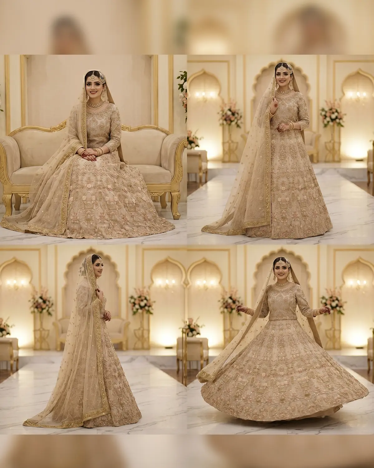 Beige Golden Riya Bridal Maxi/Lehenga Choli - Image 4