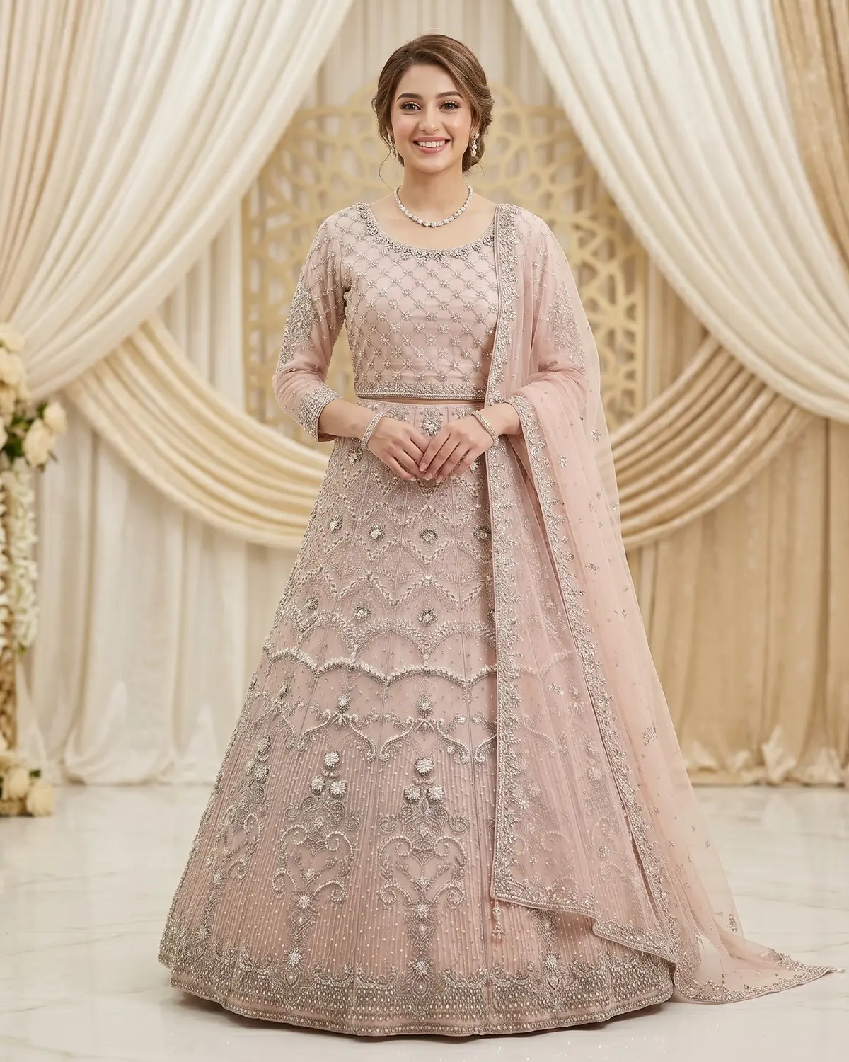 Blush Pink 2 Shades Formal Lehenga Choli - Image 2