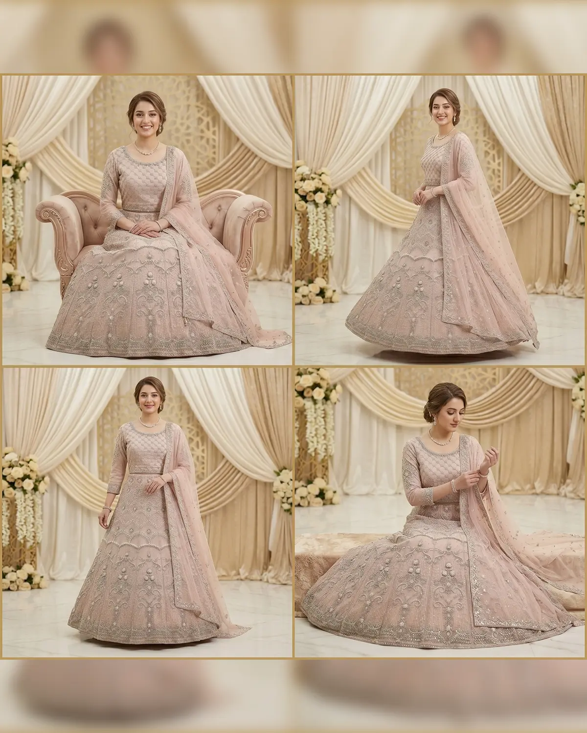 Blush Pink 2 Shades Formal Lehenga Choli - Image 4
