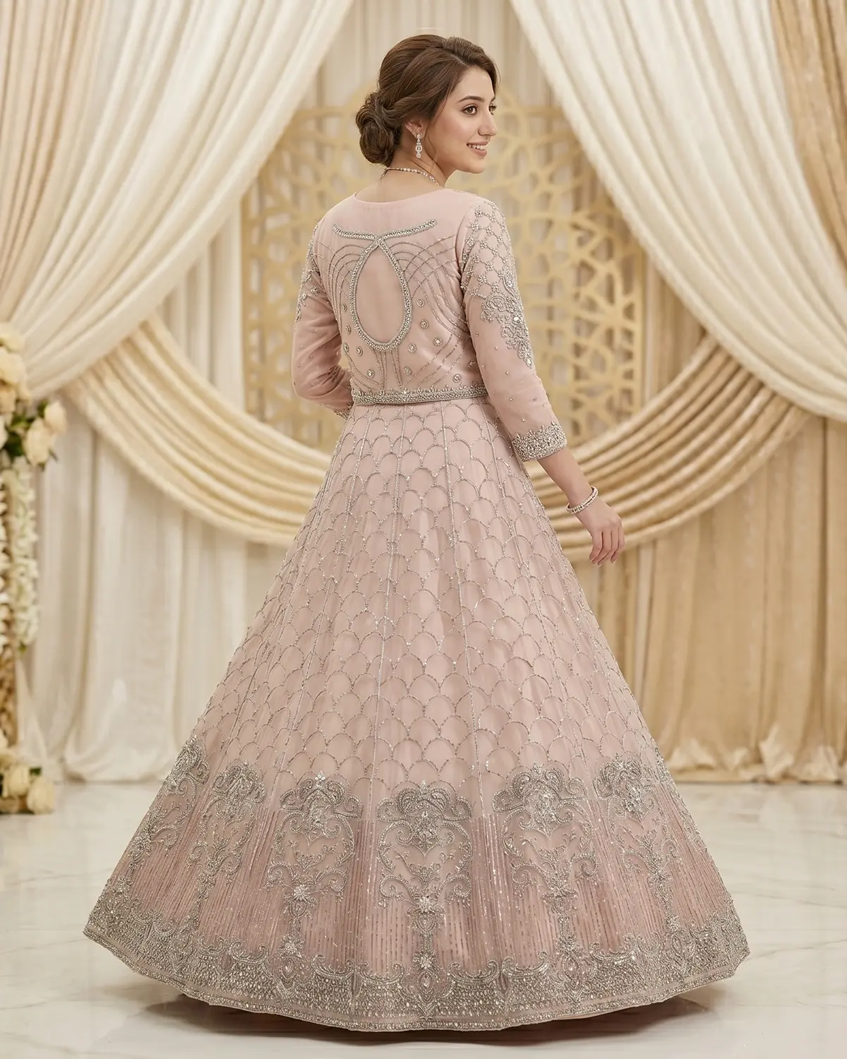 Blush Pink 2 Shades Formal Lehenga Choli - Image 3