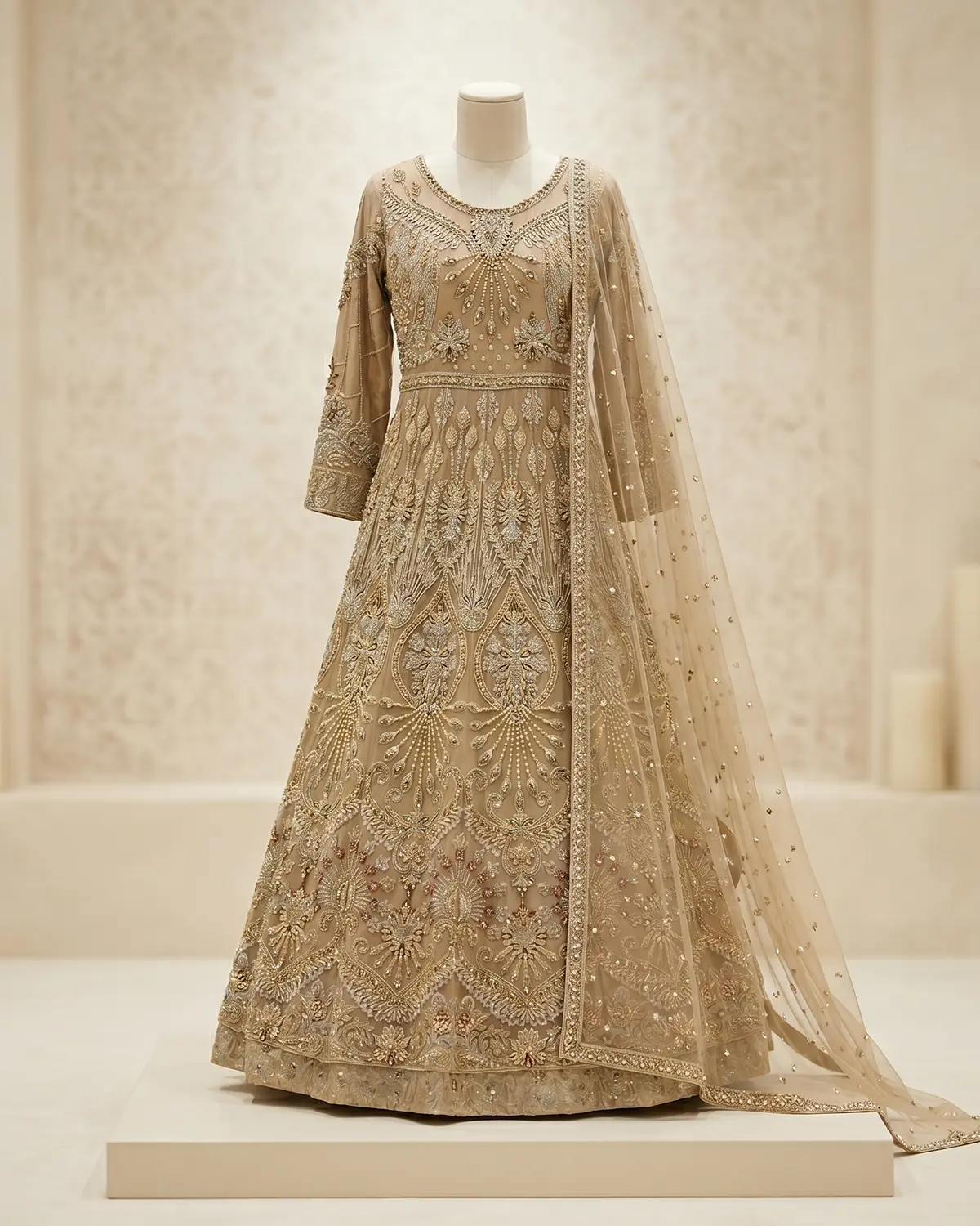 Dark Beige Sequence Formal Maxi