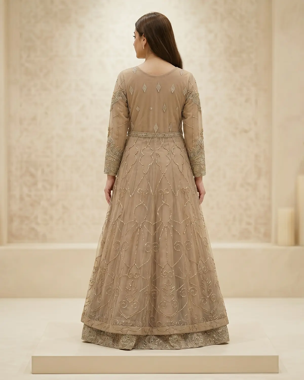 Dark Beige Sequence Formal Maxi - Image 3