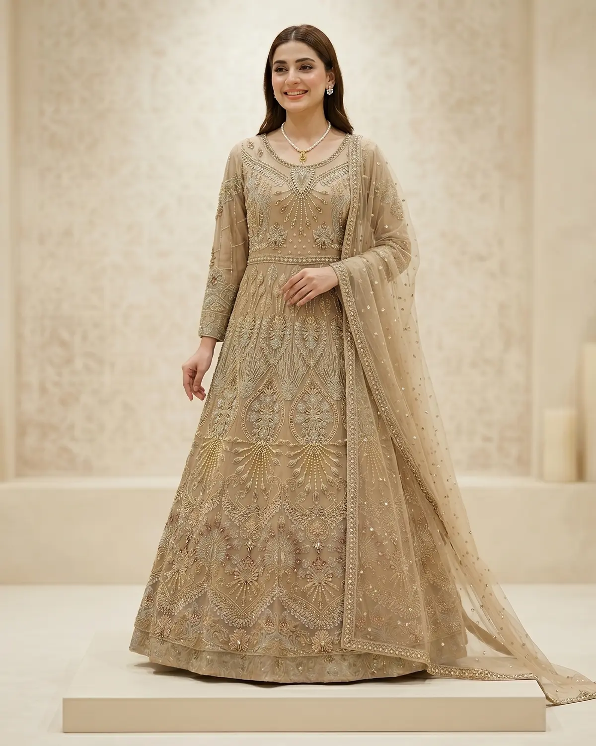 Dark Beige Sequence Formal Maxi - Image 2