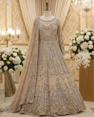 Elegant Beige Noor Bridal Maxi