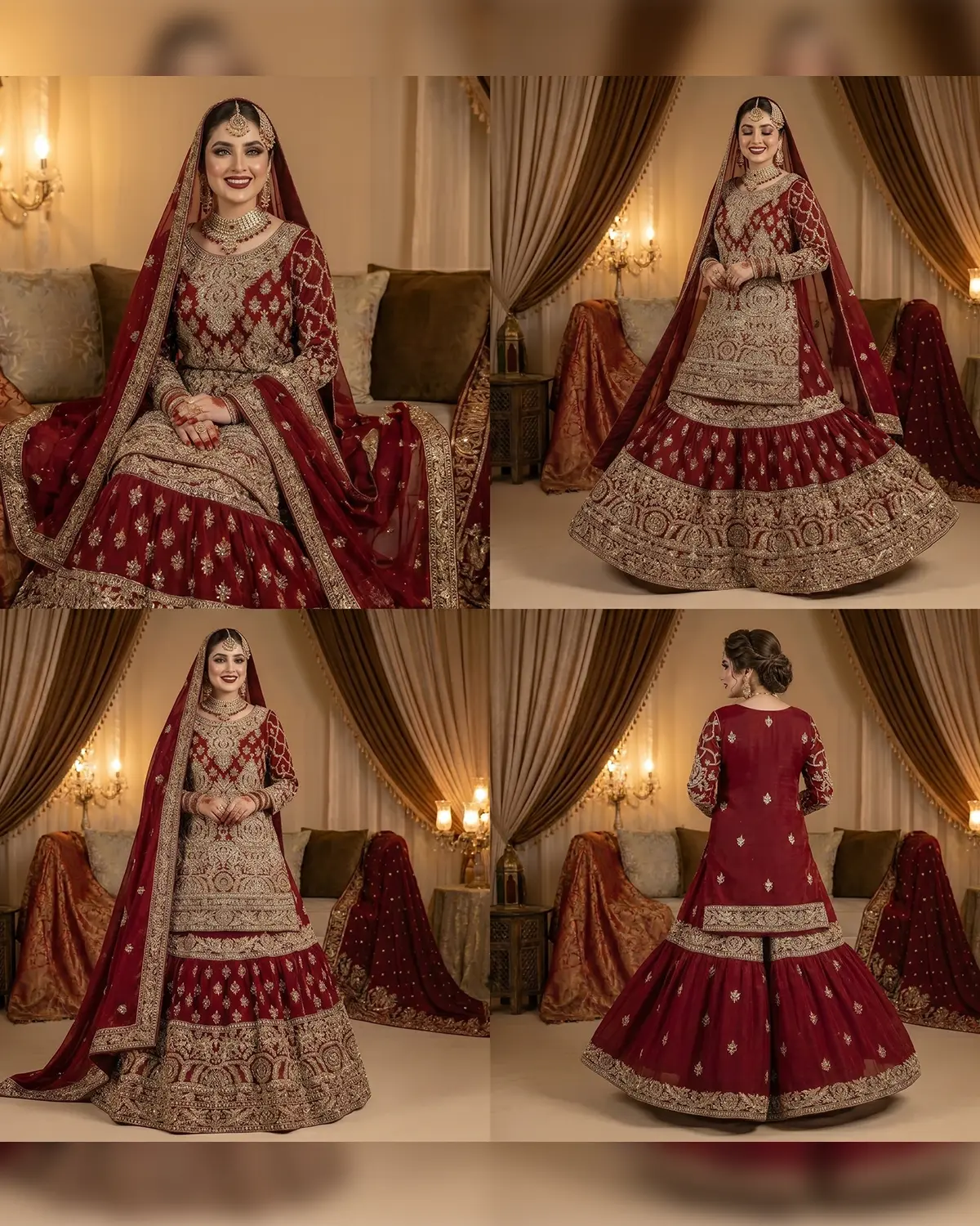 Elite Maroon Tux Bridal Farshi Lehenga Shirt - Image 4