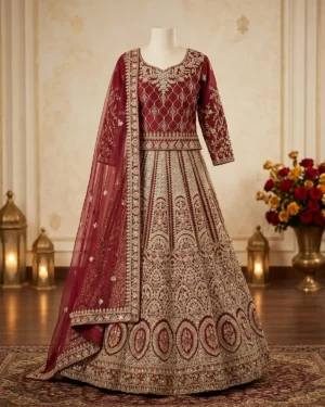 Golden Red Rich Work Indian Style Bridal Lehenga Choli