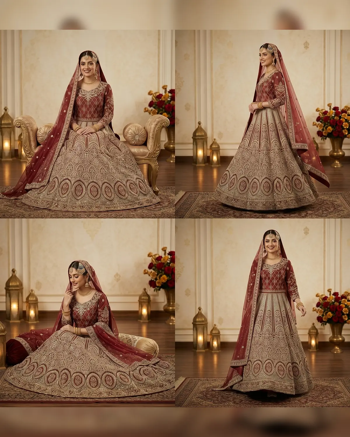 Golden Red Rich Work Indian Style Bridal Lehenga Choli - Image 4