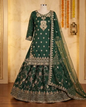Green Formal Farshi Lehenga Shirt