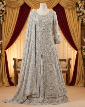 Grey Areeb Open Bridal Maxi